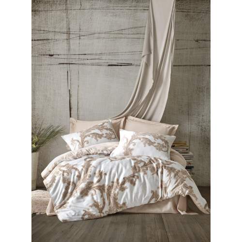 Loren Bej Çift Kişilik Saten Nevresim Takımı Loren Bej Çift Kişilik Saten Nevresim Takımı