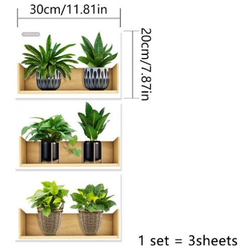 Pratik Raflı Bitki Tasarımlı Yapışkanlı Sticker 20*30 Cm 3lü Set Mc-663 Pratik Raflı Bitki Tasarımlı Yapışkanlı Sticker 20*30 Cm 3lü Set Mc-663
