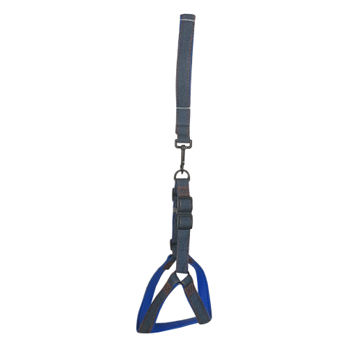 Köpek Göğüs Tasma Seti Dokuma 3.5 cm*70-90 cm Mavi Kot Köpek Göğüs Tasma Seti Dokuma 3.5 cm*70-90 cm Mavi Kot