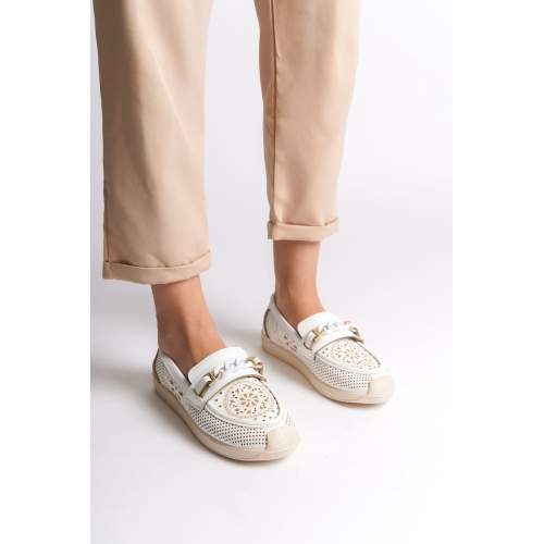 Lisinya948  Bağcıksız Ortopedik Rahat Taban Çiçek Desenli Babet Ayakkabı KT Beyaz Lisinya948  Bağcıksız Ortopedik Rahat Taban Çiçek Desenli Babet Ayakkabı KT Beyaz