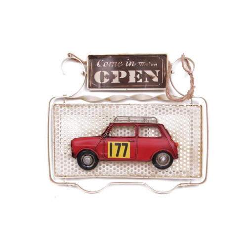 Vintage Tasarım Dekoratif Metal Kapı Yazısı Araba Dekorlu Vintage Tasarım Dekoratif Metal Kapı Yazısı Araba Dekorlu