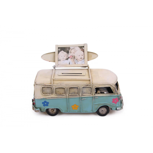 Vintage Tasarım Dekoratif Metal Minibüs Çerçeveli Ve Kumbaralı Vintage Tasarım Dekoratif Metal Minibüs Çerçeveli Ve Kumbaralı