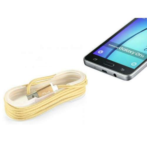 Android Örgü Şeklinde Renkli Çelik Şarj Data Kablosu - Gold Android Örgü Şeklinde Renkli Çelik Şarj Data Kablosu - Gold