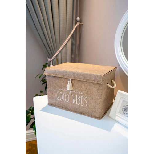 Kapaklı Püskül Detaylı Düzenleyici Çok Amaçlı Organizer Keçe Sepet (mini) - 03495