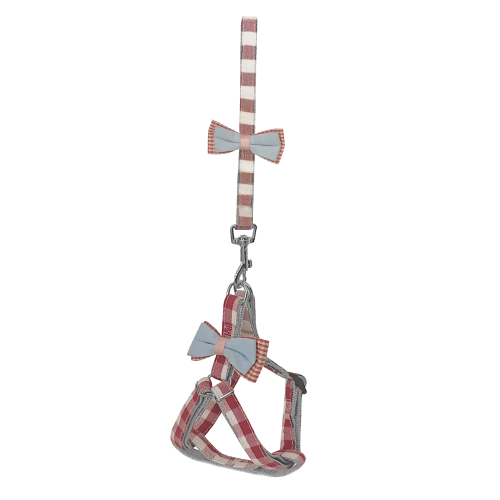 Köpek Göğüs Tasma Seti Ekose Desenli Papyonlu 1.5 cm*35-48 cm Kırmızı Köpek Göğüs Tasma Seti Ekose Desenli Papyonlu 1.5 cm*35-48 cm Kırmızı