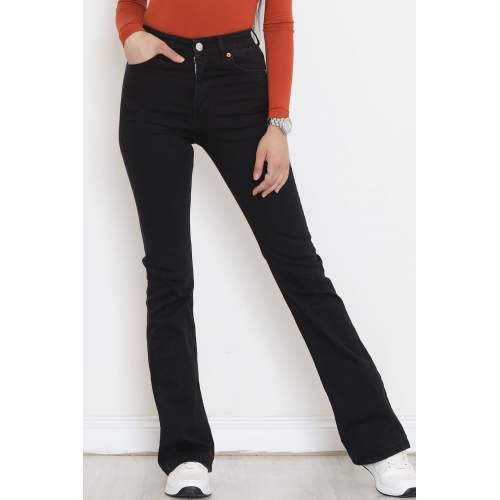 İspanyol Paça Kot Pantolon Siyah İspanyol Paça Kot Pantolon Siyah