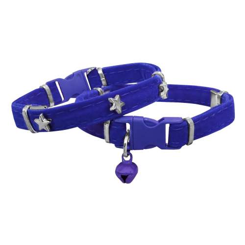 Kadife Kedi Boyun Tasması Yıldızlı 20-32 cm Mavi Kadife Kedi Boyun Tasması Yıldızlı 20-32 cm Mavi