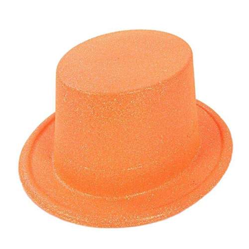 Floresan Turuncu Renk Simli Uzun Fötr Melon Şapka 12 cm Floresan Turuncu Renk Simli Uzun Fötr Melon Şapka 12 cm