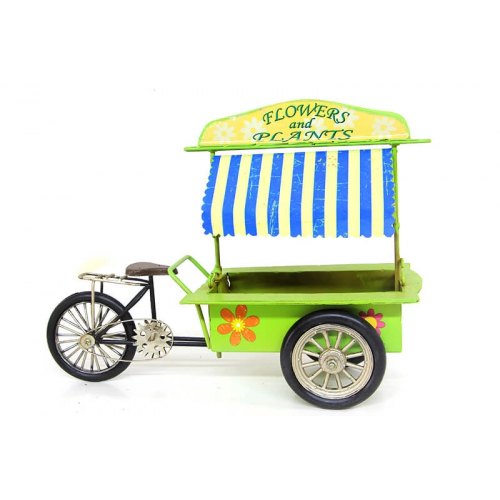 Vintage Tasarım Dekoratif Metal Üç Tekerlekli Çiçek Arabası Vintage Tasarım Dekoratif Metal Üç Tekerlekli Çiçek Arabası
