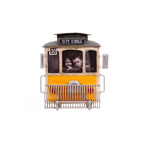 Vintage Tasarım Dekoratif Metal Çerçeve Tramvay Temalı