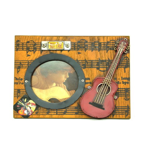 Vintage Tasarım Dekoratif Metal Çerçeve Gitar Dekorlu Vintage Tasarım Dekoratif Metal Çerçeve Gitar Dekorlu