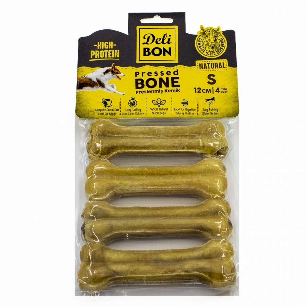 Deri Köpek Çiğneti Pres Kemik 4x12cm Natural