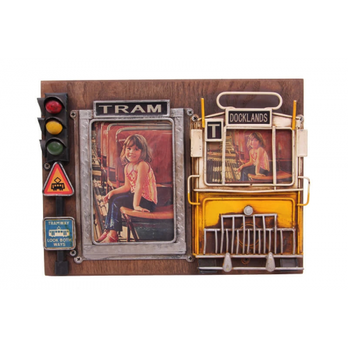 Vintage Tasarım Dekoratif Metal Çerçeve Tramvay Dekorlu Vintage Tasarım Dekoratif Metal Çerçeve Tramvay Dekorlu