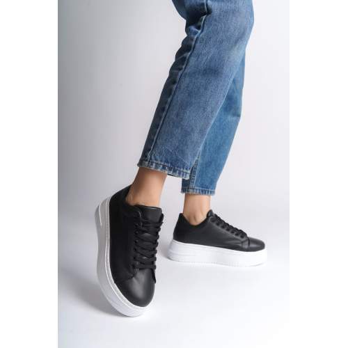 Lisinya948  Bağcıklı Ortopedik Taban Kadın Sneaker Ayakkabı BT Siyah Lisinya948  Bağcıklı Ortopedik Taban Kadın Sneaker Ayakkabı BT Siyah