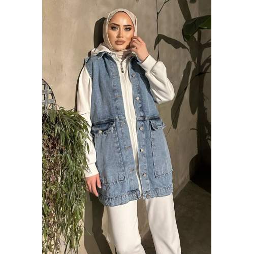 Kot Yelek Açıkmavi Kot Yelek Açıkmavi