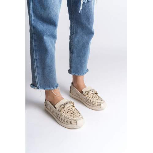 Lisinya948  Bağcıksız Ortopedik Rahat Taban Çiçek Desenli Babet Ayakkabı KT Krem Lisinya948  Bağcıksız Ortopedik Rahat Taban Çiçek Desenli Babet Ayakkabı KT Krem