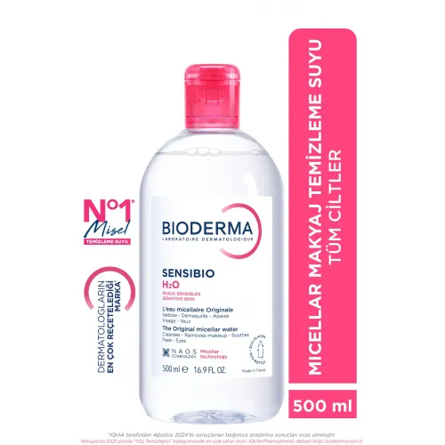 Bioderma Sensibio H2O Hassas ve Normal Ciltler için Micellar Makyaj Temizleme Suyu 500 ml