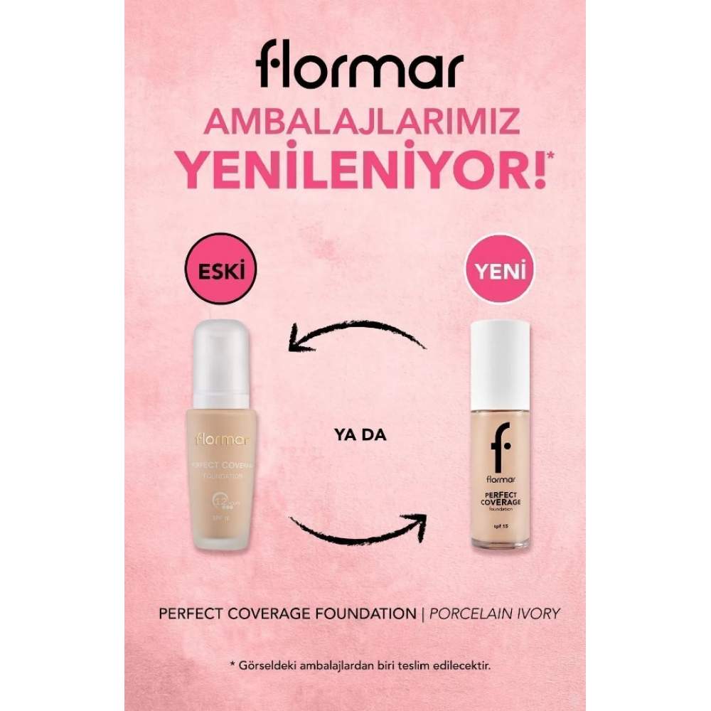 Flormar Perfect Coverage 105 Porcelain Ivory Yoğun Kapatıcı Su Bazlı Fondöten Flormar Perfect Coverage 105 Porcelain Ivory Yoğun Kapatıcı Su Bazlı Fondöten