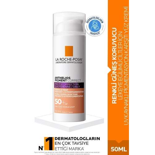 La Roche-Posay Anthelios Pigment Correct SPF50+ Medium 50 ml Güneş Kremi La Roche-Posay Anthelios Pigment Correct SPF50+ Medium 50 ml Güneş Kremi