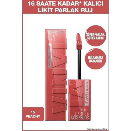 Maybelline Vinyl Ink No:15 Peachy Likit Ruj Maybelline Vinyl Ink No:15 Peachy Likit Ruj