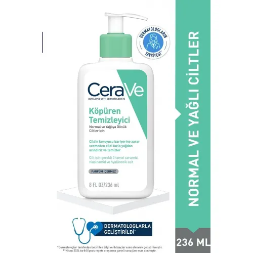 CeraVe 236 ml Foaming Cleanser Normal & Yağlıya Dönük Ciltler İçin CeraVe 236 ml Foaming Cleanser Normal & Yağlıya Dönük Ciltler İçin